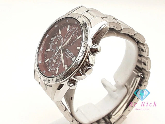 セイコー SEIKO クロノグラフ デイト メンズ 腕時計 7T92-0DW0 赤 レッド シルバー SS ブレス アナログ クォーツ QZ ウォッチ 【中古】【送料無料】 ht5939
