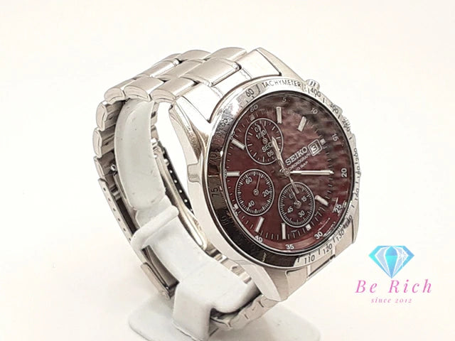 セイコー SEIKO クロノグラフ デイト メンズ 腕時計 7T92-0DW0 赤 レッド シルバー SS ブレス アナログ クォーツ QZ ウォッチ 【中古】【送料無料】 ht5939