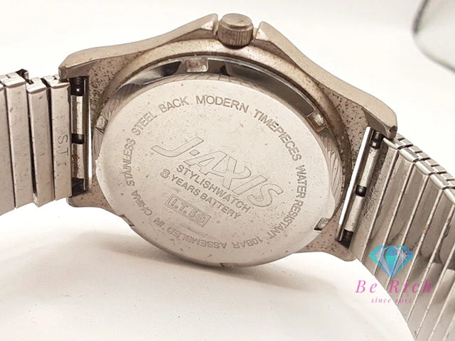 ジェイアクシス J-AXIS スクリプト デイト ボーイズ 腕時計 白 ホワイト シルバー SS ブレス アナログ クォーツ QZ ウォッチ SCRIPT ユニセックス メンズ レディース 【中古】【送料無料】 ht5951