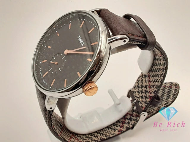 タイメックス TIMEX INDIGLO ウィークエンダー フェア フィールド メンズ 腕時計 TW2R38100 スモセコ 黒 ブラック SS レザー ブレス アナログ クォーツ QZ ウォッチ インディグロ ナイト ライト 【中古】【送料無料】 ht5956
