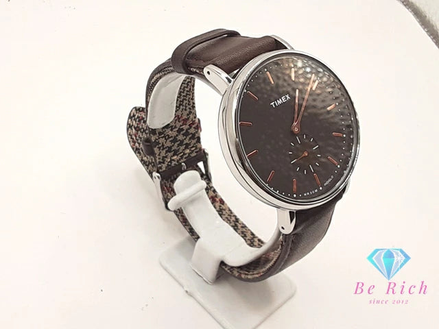タイメックス TIMEX INDIGLO ウィークエンダー フェア フィールド メンズ 腕時計 TW2R38100 スモセコ 黒 ブラック SS レザー ブレス アナログ クォーツ QZ ウォッチ インディグロ ナイト ライト 【中古】【送料無料】 ht5956