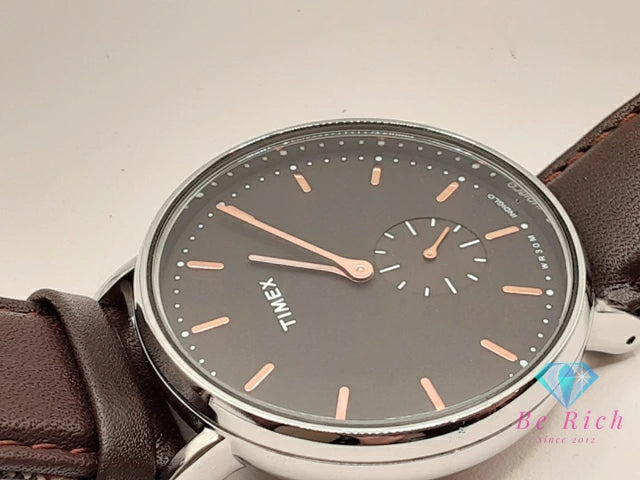 タイメックス TIMEX INDIGLO ウィークエンダー フェア フィールド メンズ 腕時計 TW2R38100 スモセコ 黒 ブラック SS レザー ブレス アナログ クォーツ QZ ウォッチ インディグロ ナイト ライト 【中古】【送料無料】 ht5956