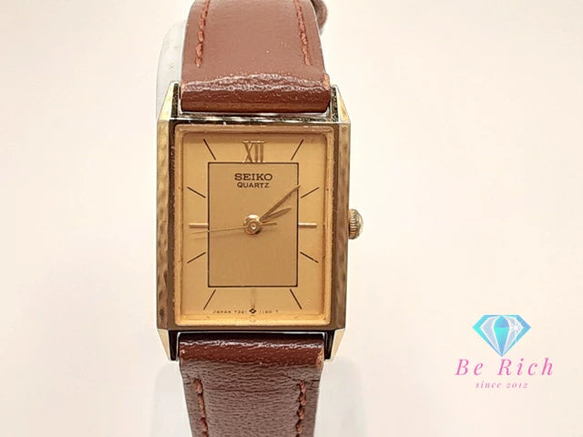 セイコー SEIKO レディース 腕時計 7321-5650 スクエア ゴールド ブラウン 茶 SS レザー ブレス アナログ QZ ウォッチ 【中古】【送料無料】 ht5960