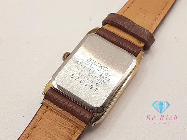 セイコー SEIKO レディース 腕時計 7321-5650 スクエア ゴールド ブラウン 茶 SS レザー ブレス アナログ QZ ウォッチ 【中古】【送料無料】 ht5960