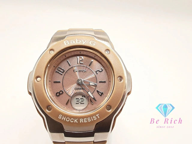カシオ CASIO BabyG G-MS 電波 ソーラー レディース 腕時計 MSG-3001CJ ピンク ベージュ シルバー SS ブレス アナデジ クォーツ QZ ウォッチ G-SHOCK ベビージー ジーミズ 【中古】【送料無料】ht5961