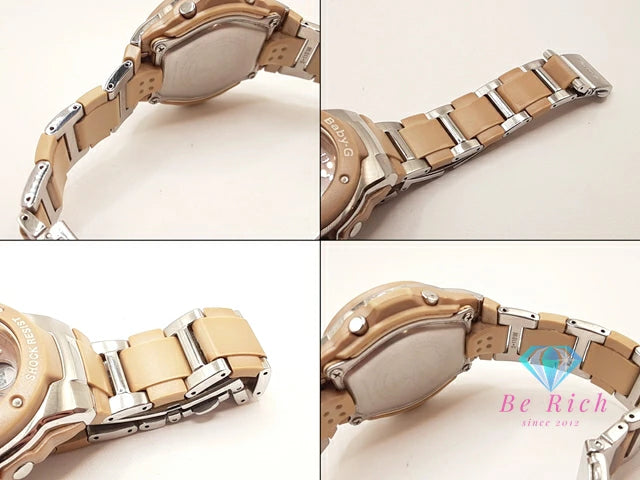 カシオ CASIO BabyG G-MS 電波 ソーラー レディース 腕時計 MSG-3001CJ ピンク ベージュ シルバー SS ブレス アナデジ クォーツ QZ ウォッチ G-SHOCK ベビージー ジーミズ 【中古】【送料無料】ht5961