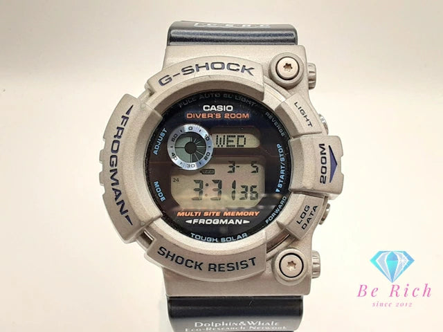 カシオ CASIO G-SHOCK フロッグマン GW-200K タフ ソーラー メンズ 腕時計 イルカ クジラ 国際会議 モデル ネイビー 紺 シルバー チタン 樹脂 ブレス デジタル クォーツ QZ ウォッチ ジーショック Gショック 2001 FROGMAN 【中古】【送料無料】ht5962
