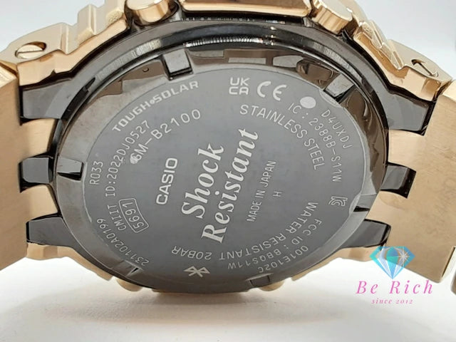 カシオ CASIO G-SHOCK フルメタル 八角 ベゼル ソーラー メンズ 腕時計 GM-B2100 GD 黒 ブラック ゴールド SS ブレス ロゴ アナログ デジタル クォーツ QZ ウォッチ Gショック ジー 【中古】【送料無料】 ht5966