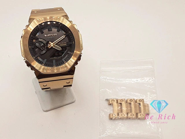 カシオ CASIO G-SHOCK フルメタル 八角 ベゼル ソーラー メンズ 腕時計 GM-B2100 GD 黒 ブラック ゴールド SS ブレス ロゴ アナログ デジタル クォーツ QZ ウォッチ Gショック ジー 【中古】【送料無料】 ht5966