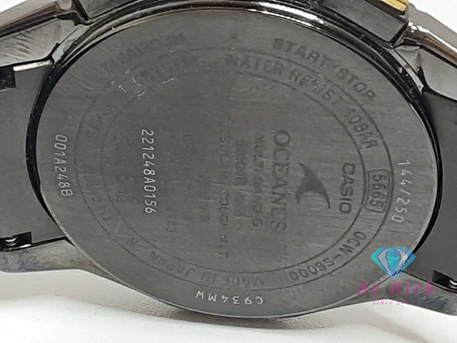 美品 カシオ CASIO オシアナス マンタ OCW-S6000 電波 ソーラー メンズ 腕時計 ブラック ブルー 黒 青 シルバー チタン ブレス アナログ クォーツ QZ ウォッチ 【中古】【送料無料】 ht5968