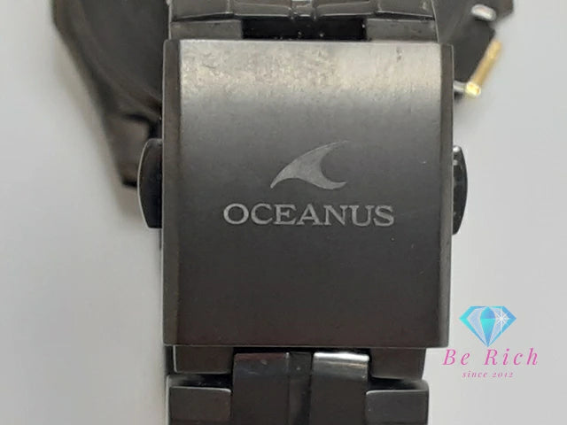 美品 カシオ CASIO オシアナス マンタ OCW-S6000 電波 ソーラー メンズ 腕時計 ブラック ブルー 黒 青 シルバー チタン ブレス アナログ クォーツ QZ ウォッチ 【中古】【送料無料】 ht5968