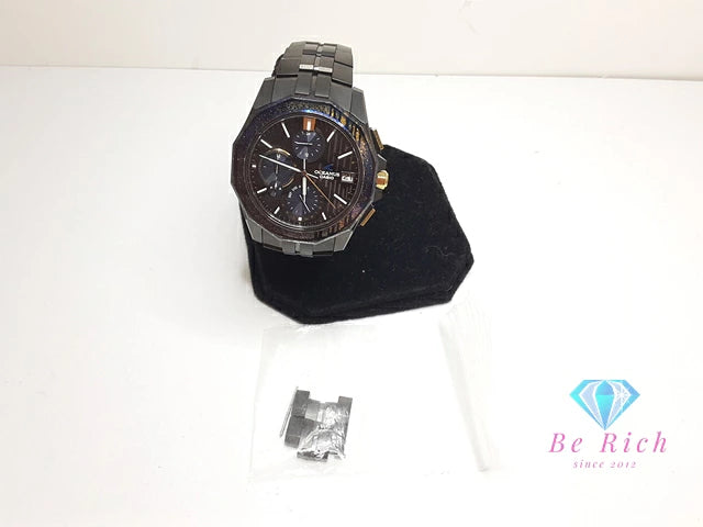 美品 カシオ CASIO オシアナス マンタ OCW-S6000 電波 ソーラー メンズ 腕時計 ブラック ブルー 黒 青 シルバー チタン ブレス アナログ クォーツ QZ ウォッチ 【中古】【送料無料】 ht5968
