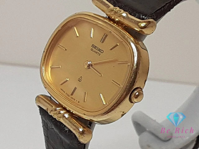 セイコー SEIKO レディース 腕時計 2320-5400 ゴールド ブラウン 茶 SS GP レザー ブレス アナログ クォーツ QZ ウォッチ 【中古】【送料無料】 ht5973