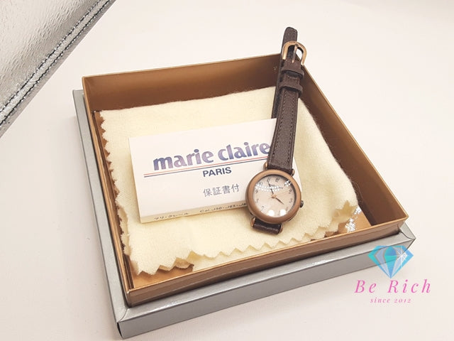 マリ クレール Marie Claire レディース 腕時計 D85201-00 B2 ベージュ ブラウン 茶 SS レザー ブレス アナログ クォーツ QZ ウォッチ 【中古】 【送料無料】 ht6000