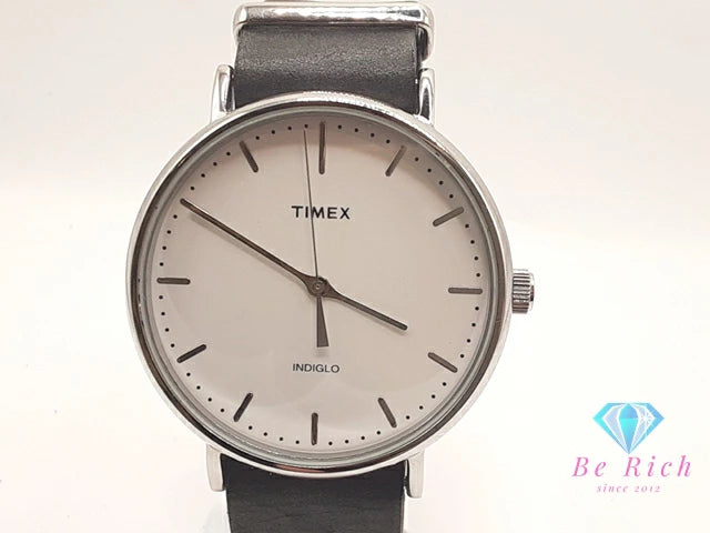 タイメックス TIMEX INDIGLO ウィークエンダー フェア フィールド メンズ 腕時計 TW2P91300 白 ホワイト 黒 ブラック SS レザー ブレス アナログ クォーツ QZ ウォッチ ナイト ライト 【中古】【送料無料】 ht6002