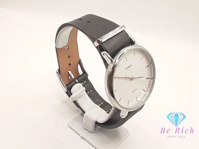 タイメックス TIMEX INDIGLO ウィークエンダー フェア フィールド メンズ 腕時計 TW2P91300 白 ホワイト 黒 ブラック SS レザー ブレス アナログ クォーツ QZ ウォッチ ナイト ライト 【中古】【送料無料】 ht6002
