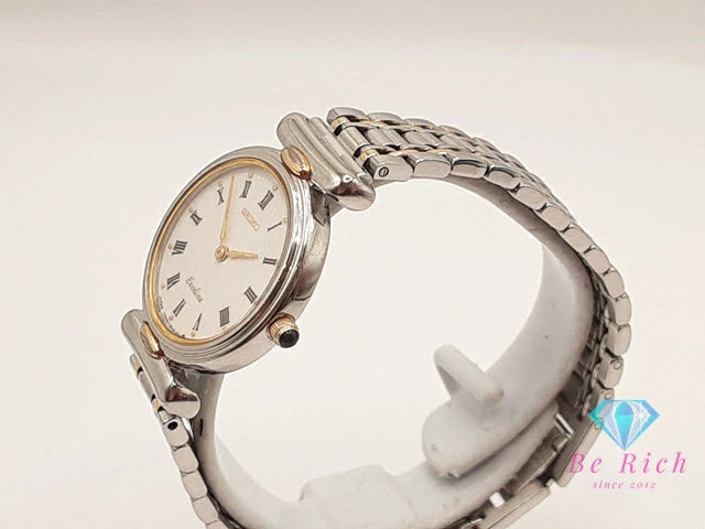 セイコー SEIKO エクセリーヌ レディース 腕時計 7320-0380 白 ホワイト シルバー ゴールド SS GP ブレス アナログ クォーツ QZ ウォッチ Exceline 【中古】【送料無料】 ht6012