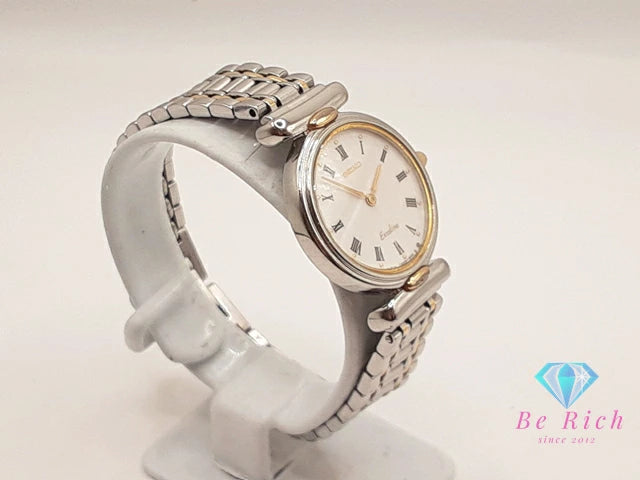 セイコー SEIKO エクセリーヌ レディース 腕時計 7320-0380 白 ホワイト シルバー ゴールド SS GP ブレス アナログ クォーツ QZ ウォッチ Exceline 【中古】【送料無料】 ht6012
