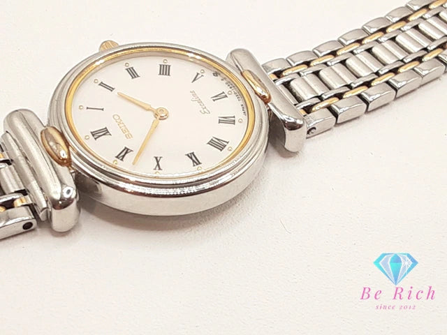 セイコー SEIKO エクセリーヌ レディース 腕時計 7320-0380 白 ホワイト シルバー ゴールド SS GP ブレス アナログ クォーツ QZ ウォッチ Exceline 【中古】【送料無料】 ht6012
