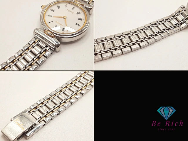 セイコー SEIKO エクセリーヌ レディース 腕時計 7320-0380 白 ホワイト シルバー ゴールド SS GP ブレス アナログ クォーツ QZ ウォッチ Exceline 【中古】【送料無料】 ht6012