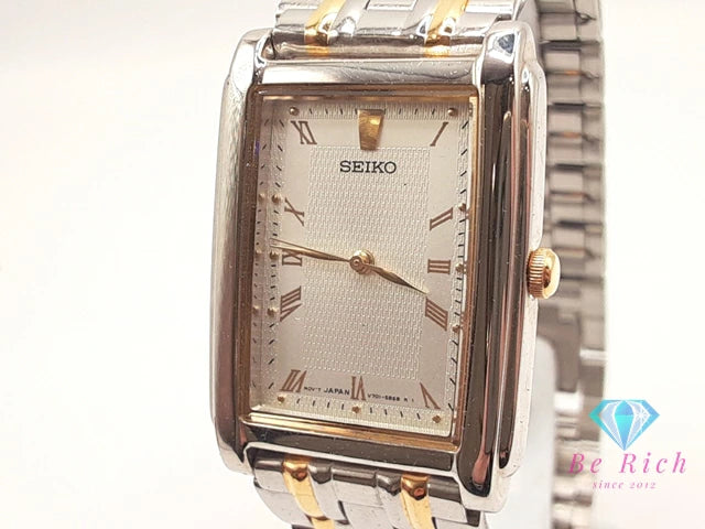 セイコー SEIKO メンズ 腕時計 V701-5E30 白 ホワイト ゴールド SS GP ブレス アナログ クォーツ QZ ウォッチ 【中古】【送料無料】 ht6082