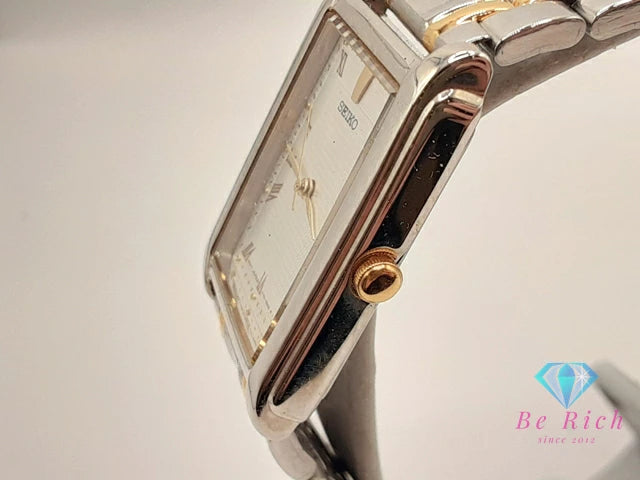 セイコー SEIKO メンズ 腕時計 V701-5E30 白 ホワイト ゴールド SS GP ブレス アナログ クォーツ QZ ウォッチ 【中古】【送料無料】 ht6082