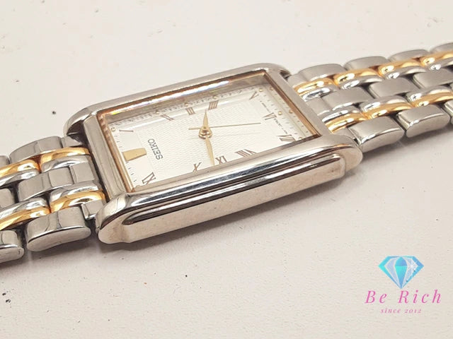 セイコー SEIKO メンズ 腕時計 V701-5E30 白 ホワイト ゴールド SS GP ブレス アナログ クォーツ QZ ウォッチ 【中古】【送料無料】 ht6082