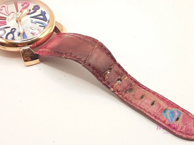 ガガミラノ GAGA MILANO マヌアーレ 48 手巻き メンズ 腕時計 5011.09S スモセコ シルバー ブラウン 茶 SS レザー アナログ ウォッチ 【中古】【送料無料】 ht6088