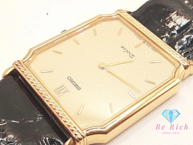 セイコー SEIKO ドルチェ メンズ 腕時計 9530-5040 ゴールド ブラック 黒 SS GP レザー ブレス アナログ クォーツ QZ ウォッチ DOLCE 【中古】【送料無料】 ht6103