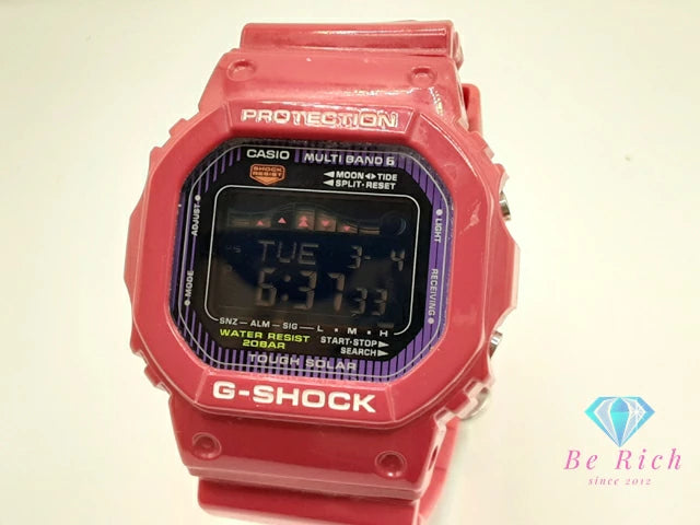 カシオ CASIO G-SHOCK G-LIDE ソーラー メンズ 腕時計 GWX-5600C タイドグラフ 黒 ブラック 赤 レッド SS 樹脂 ブレス デジタル クォーツ QZ ウォッチ ジー ライド 【中古】【送料無料】ht6107