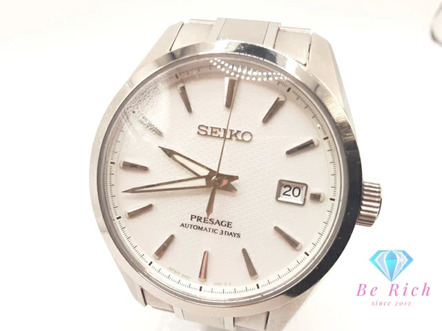 美品 セイコー SEIKO プレサージュ デイト 自動巻き メンズ 腕時計 SARX115 6R55-00E0 白 ホワイト シルバー SS ブレス オートマ AT ウォッチ PRESAGE 【中古】【送料無料】 ht6112