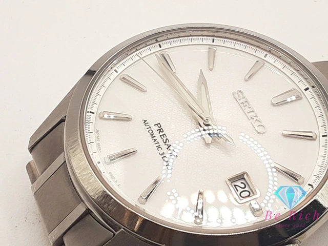 美品 セイコー SEIKO プレサージュ デイト 自動巻き メンズ 腕時計 SARX115 6R55-00E0 白 ホワイト シルバー SS ブレス オートマ AT ウォッチ PRESAGE 【中古】【送料無料】 ht6112