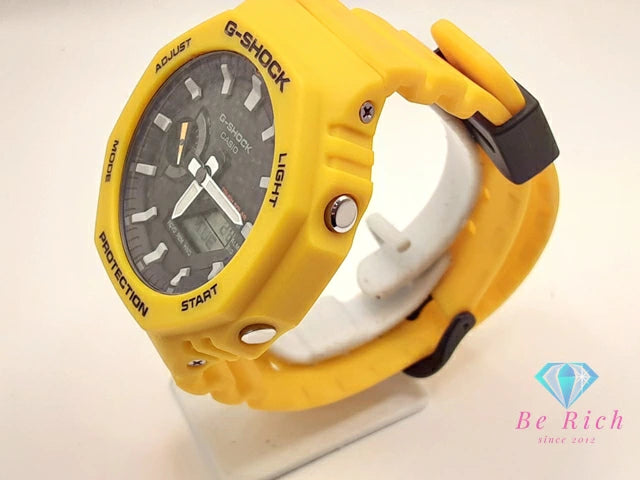 カシオ CASIO G-SHOCK ソーラー メンズ 腕時計 GA-B2100C イエロー 黄 樹脂 ブレス アナデジ デジタル アナログ クォーツ QZ ウォッチ Gショック ジーショック 【中古】【送料無料】ht6113