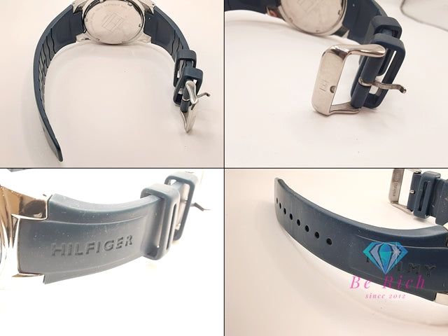 トミー ヒルフィガー TOMMY HILFIGER メンズ 腕時計 F90271 紺 ネイビー SS ラバー ブレス アナログ クォーツ QZ ウォッチ 【中古】【送料無料】 ht6131