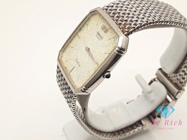 セイコー SEIKO ドルチェ 2P ダイヤモンド メンズ 腕時計 9521-5210 白 ホワイト シルバー SS ブレス アナログ クオーツ QZ ウォッチ DOLCE 【中古】【送料無料】ht6158