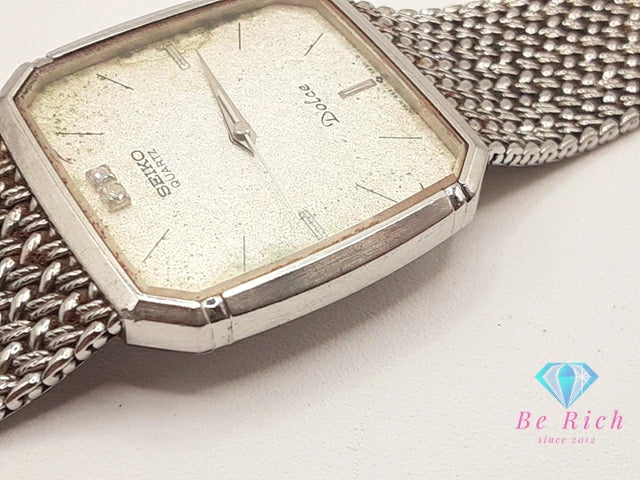 セイコー SEIKO ドルチェ 2P ダイヤモンド メンズ 腕時計 9521-5210 白 ホワイト シルバー SS ブレス アナログ クオーツ QZ ウォッチ DOLCE 【中古】【送料無料】ht6158