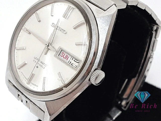 セイコー SEIKO ロードマチック 23石 自動巻き メンズ 腕時計 デイデイト 5606-7000 シルバー SS ブレス オートマ AT アナログ ウォッチ ヴィンテージ アンティーク LM LORD MATIC 【中古】【送料無料】 ht6176