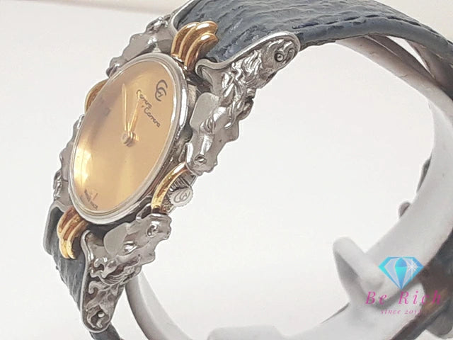 カレライカレラ Carrera y Carrera カバロス 115 レディース 腕時計 ホース 馬 ゴールド グレー SS YG GP レザー ブレス アナログ クオーツ QZ ウォッチ 【中古】【送料無料】 ht6183