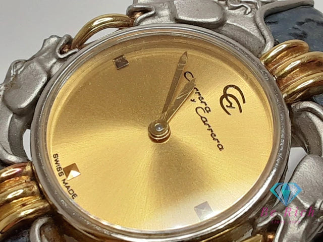 カレライカレラ Carrera y Carrera カバロス 115 レディース 腕時計 ホース 馬 ゴールド グレー SS YG GP レザー ブレス アナログ クオーツ QZ ウォッチ 【中古】【送料無料】 ht6183
