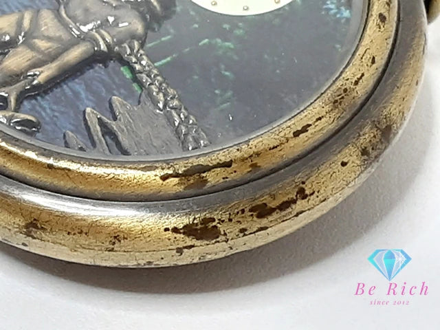 ベラミ BELAMI ポケット ウォッチ 懐中時計 釣り 彫刻 グリーン ブルー ブロンズ SS GP アナログ クォーツ QZ 緑 青 茶 鉄道時計 【中古】【送料無料】 ht6188