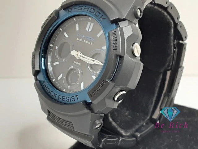 カシオ CASIO G-SHOCK ソーラー 電波 メンズ 腕時計 AWG-M100BC 黒 ブラック 青 ブルー SS 樹脂 ブレス アナデジ クォーツ QZ スタンダード Gショック ジーショック 【中古】【送料無料】ht6214