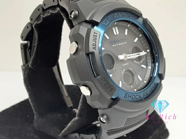 カシオ CASIO G-SHOCK ソーラー 電波 メンズ 腕時計 AWG-M100BC 黒 ブラック 青 ブルー SS 樹脂 ブレス アナデジ クォーツ QZ スタンダード Gショック ジーショック 【中古】【送料無料】ht6214