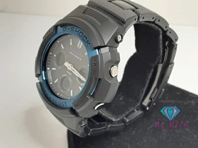 カシオ CASIO G-SHOCK ソーラー 電波 メンズ 腕時計 AWG-M100BC 黒 ブラック 青 ブルー SS 樹脂 ブレス アナデジ クォーツ QZ スタンダード Gショック ジーショック 【中古】【送料無料】ht6214
