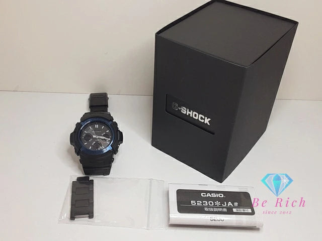 カシオ CASIO G-SHOCK ソーラー 電波 メンズ 腕時計 AWG-M100BC 黒 ブラック 青 ブルー SS 樹脂 ブレス アナデジ クォーツ QZ スタンダード Gショック ジーショック 【中古】【送料無料】ht6214