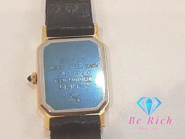 セイコー SEIKO エクセリーヌ レディース 腕時計 1220-5070 スクエア ゴールド ブラック 黒 SS レザー ブレス アナログ クォーツ QZ ウォッチ EXCELINE 【中古】【送料無料】 ht6221