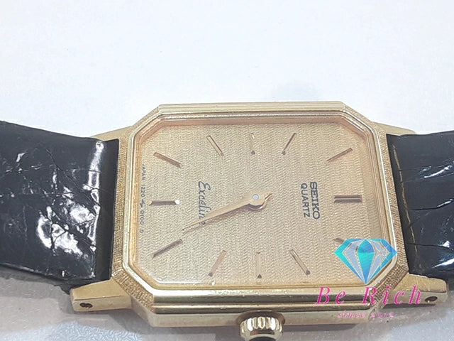 セイコー SEIKO エクセリーヌ レディース 腕時計 1220-5070 スクエア ゴールド ブラック 黒 SS レザー ブレス アナログ クォーツ QZ ウォッチ EXCELINE 【中古】【送料無料】 ht6221