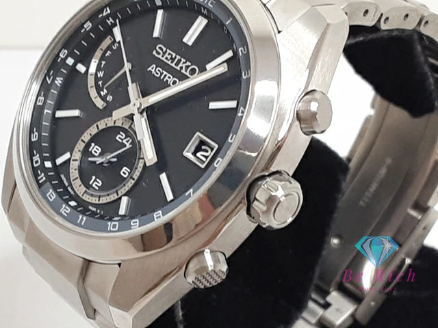 セイコー SEIKO アストロン ソーラー 電波 メンズ 腕時計 デイト SBXY015 8B63-0BA0 黒 ブラック グレー チタニウム チタン ブレス アナログ クオーツ QZ ウォッチ ASTRON 【中古】【送料無料】 ht6260