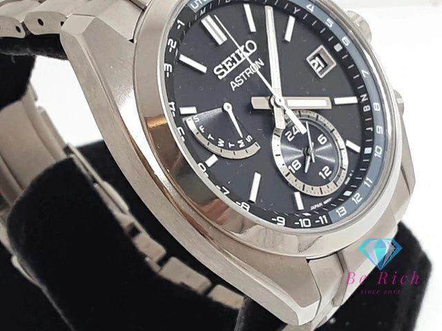 セイコー SEIKO アストロン ソーラー 電波 メンズ 腕時計 デイト SBXY015 8B63-0BA0 黒 ブラック グレー チタニウム チタン ブレス アナログ クオーツ QZ ウォッチ ASTRON 【中古】【送料無料】 ht6260