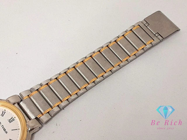 シチズン CITIZEN レディース 腕時計 1030-344642 白 ホワイト シルバー ゴールド SS GP ブレス アナログ クォーツ QZ ウォッチ ボーイズ ユニセックス メンズ 【中古】【送料無料】 ht6277
