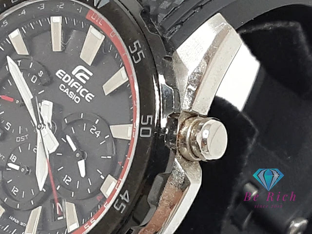 カシオ CASIO エディフィス 電波 ソーラー メンズ 腕時計 EQW-T670 黒 ブラック SS 樹脂 ラバー ブレス アナログ クォーツ QZ ウォッチ EDIFICE 【中古】【送料無料】 ht6319